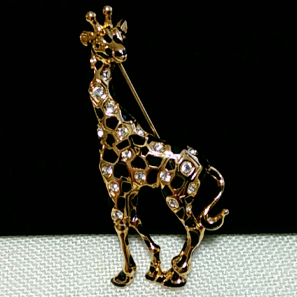 Signed Swarovski Giraffe Pin Brooch-Retired