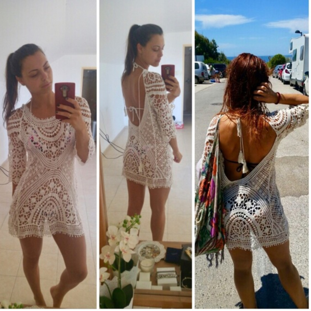 Sexy Backless Crotchet Beach Bikini Swim Coverup