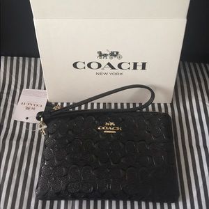 Coach Corner zip wristlet