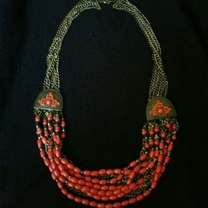 Red-orange Statement Necklace