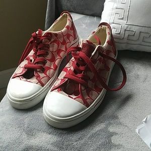 Coach Red Canvas Shoes