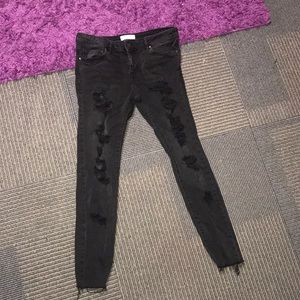forever 21 ripped black skinny jeans