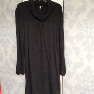 Cowl Neck heather gray sweater dress