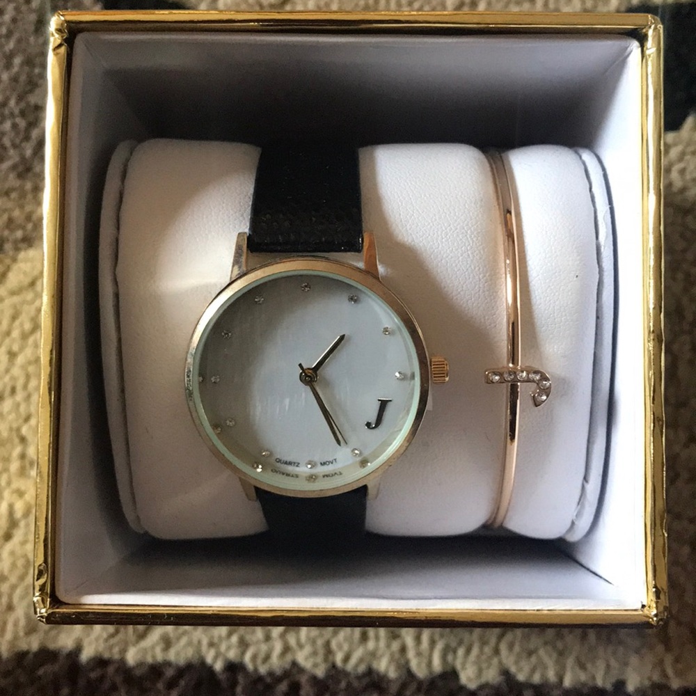Initial “J” watch with bracelet