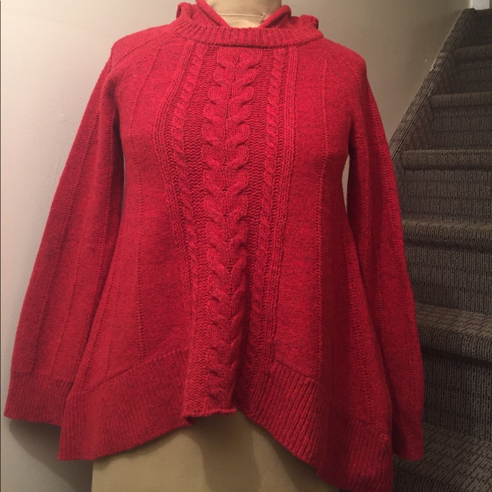 Anthropologie Moth Cable knit hoodie sweater