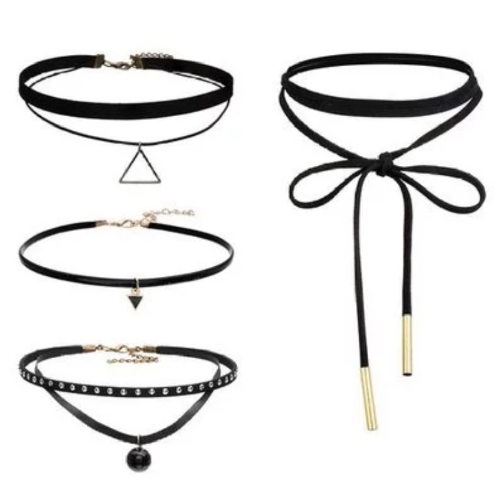 4 set black chokers