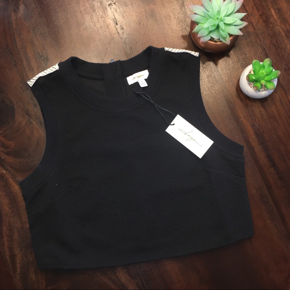 Daya by Zendaya  Black Ribbed Crop Top - Picture 2 of 4