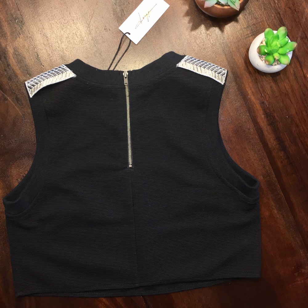 Daya by Zendaya  Black Ribbed Crop Top - Picture 3 of 4