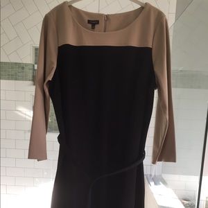 Talbots belted dress taupe and black NWT