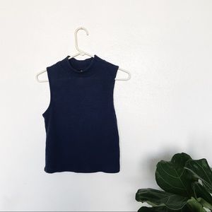 Ribbed mock neck top
