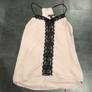 Cream pink w/black lace Barcelona Cami