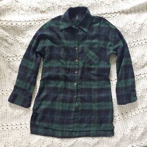 Green & Blue Plaid Button Flannel