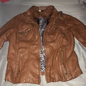Hazelnut colored leather jacket