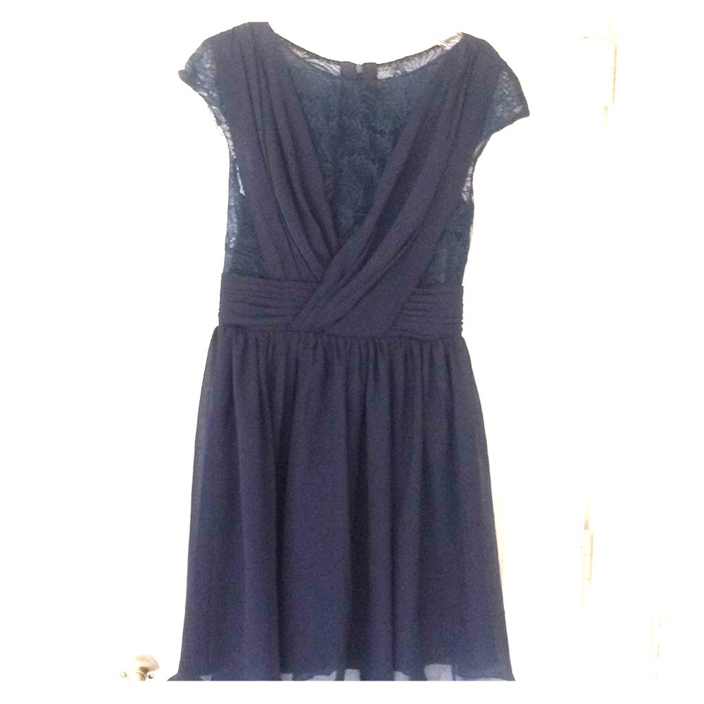 Navy formal lace bodice dress