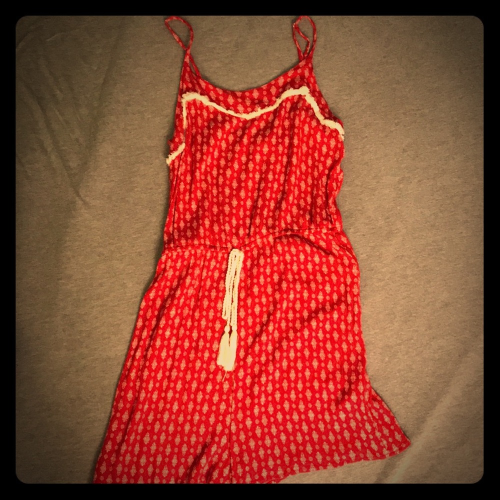 Red patterned romper