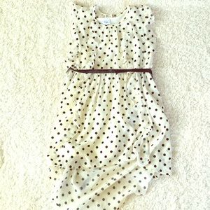 Girls Ivory and Black polka-dot dress