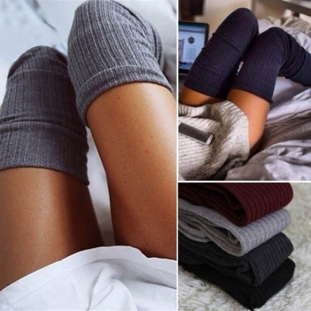 GRAY Thigh High Socks