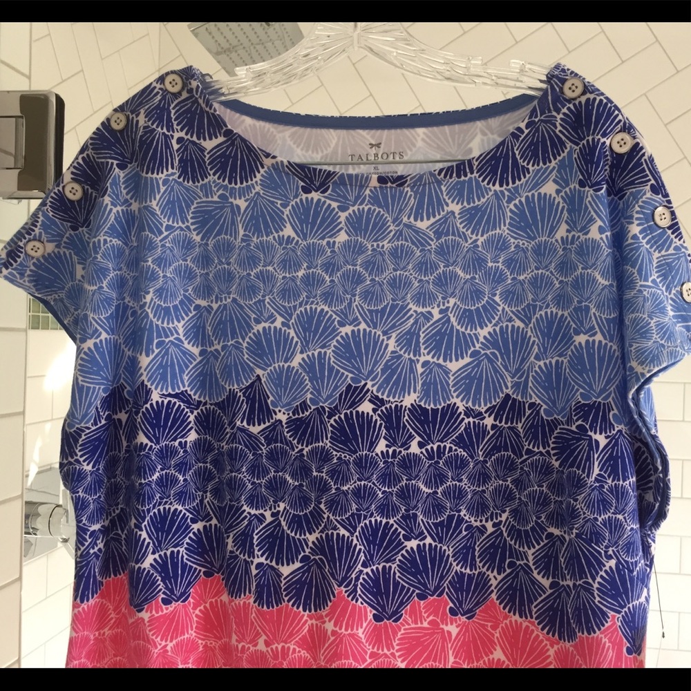 Talbots blue and pink shell dress NWT