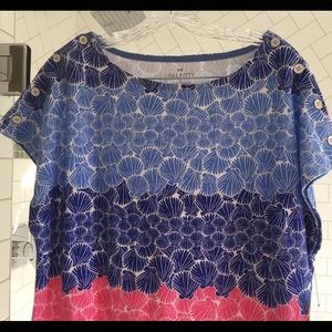 Talbots blue and pink shell dress NWT