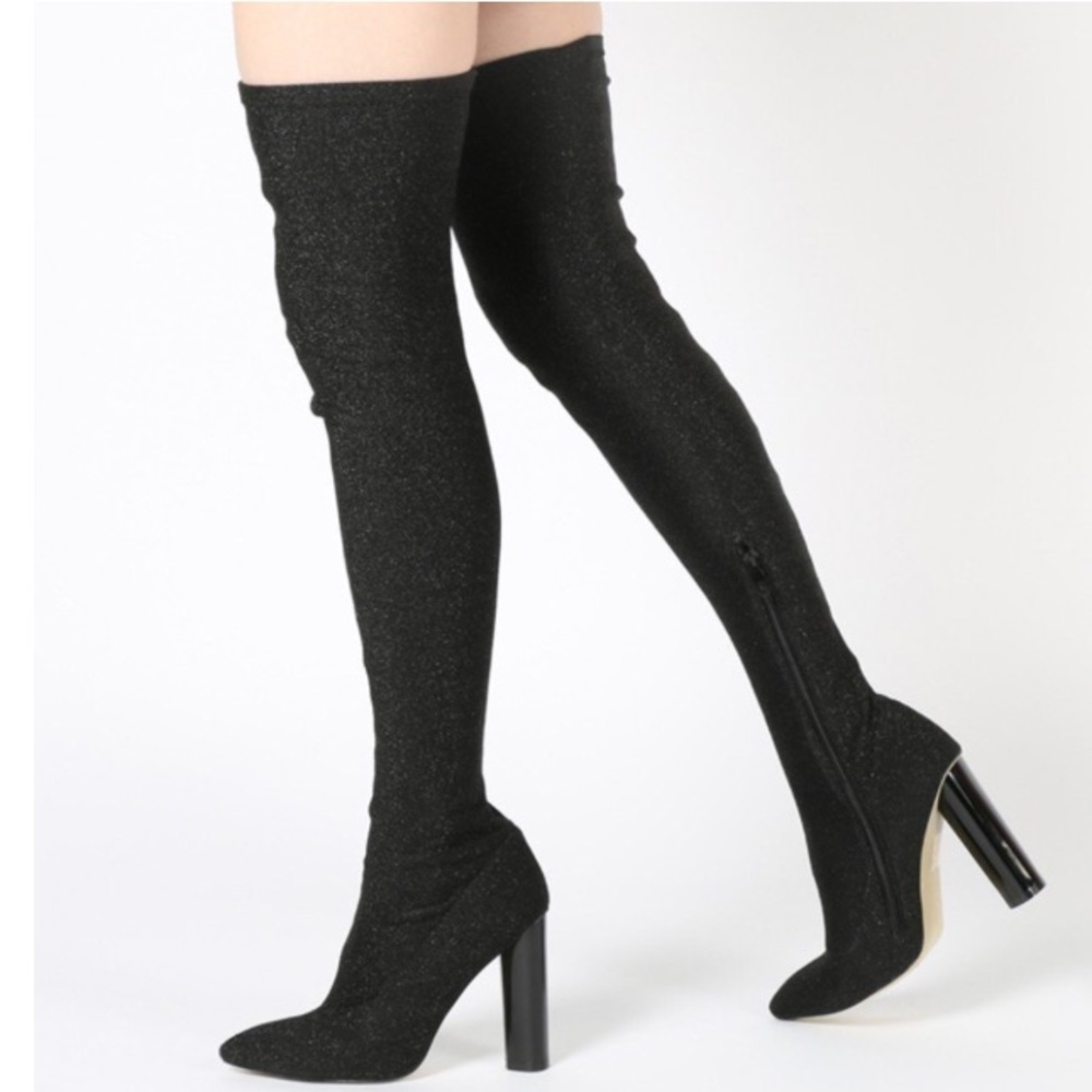 LAST CHANCE❗️Dominique Long Boots in Black Shimmer