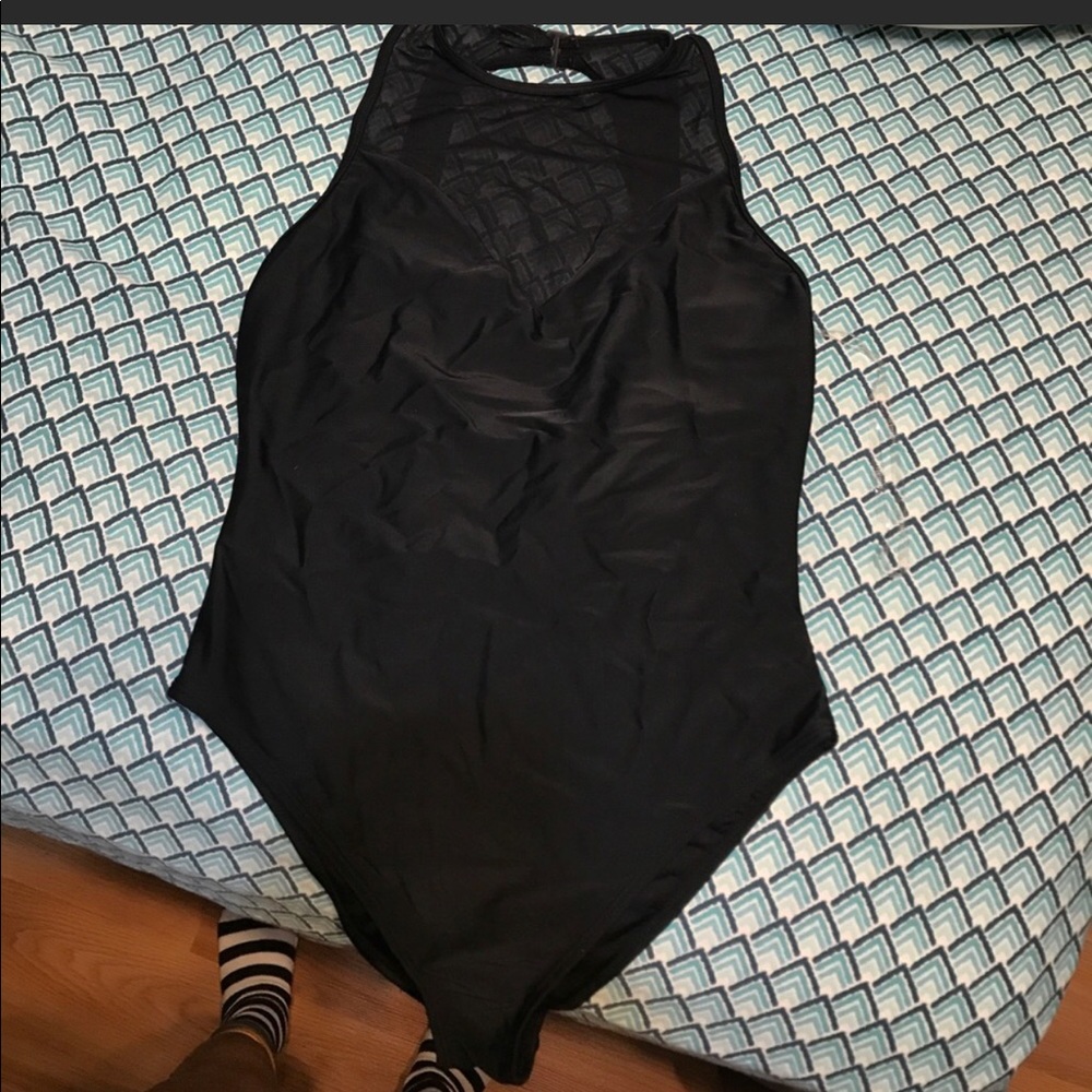 Black one piece bathing suit