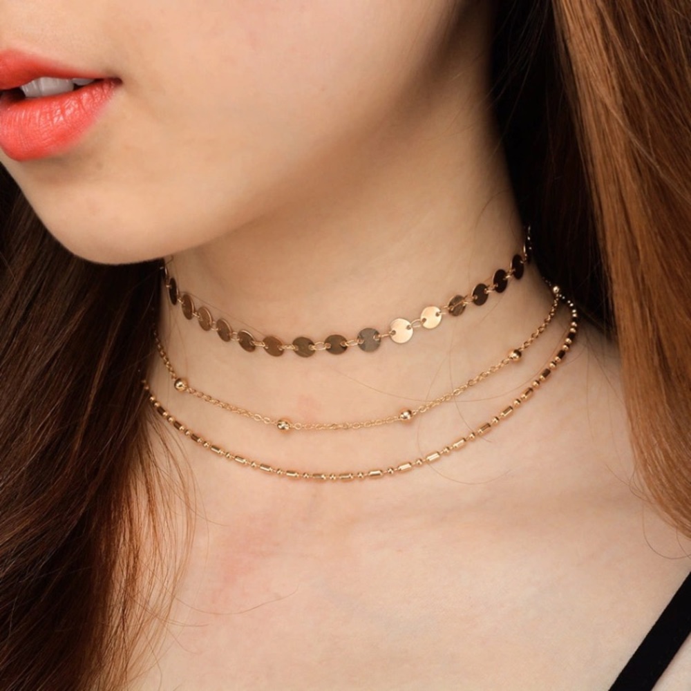 3 set gold chokers