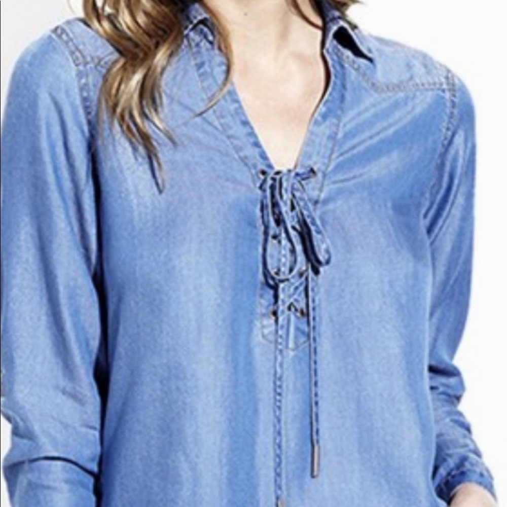 Front Tie Denim Top