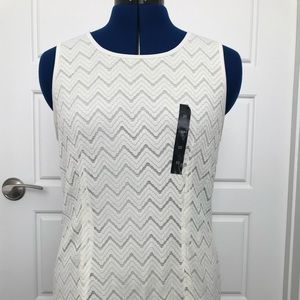Banana Republic White Chevron Shell Sz 10 NWT