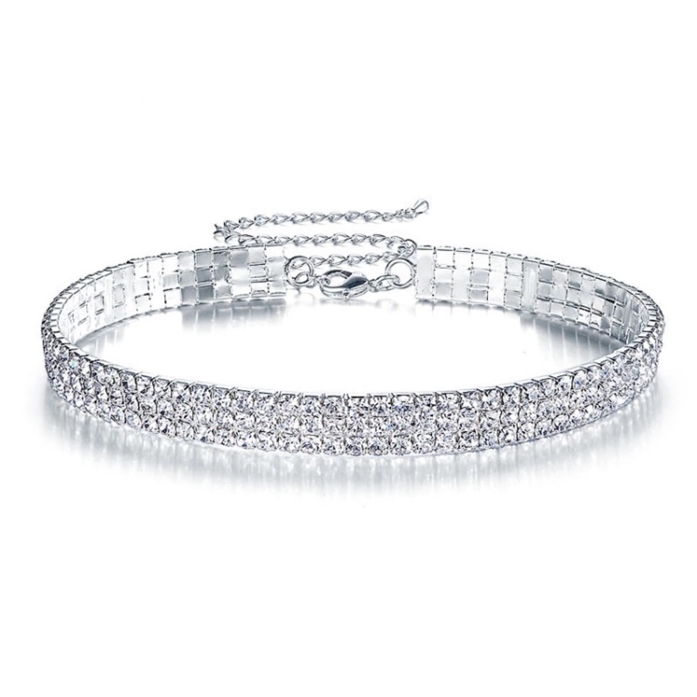 3 row studded choker