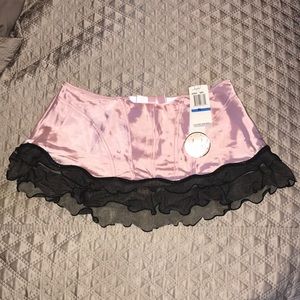 Jezebel Pink Satin w/ Black Trim Lingerie Skirt XL