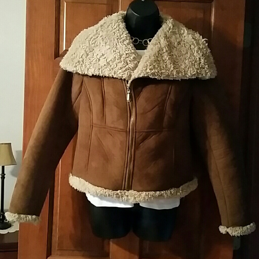 Brown faux fur jacket