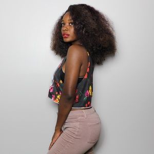 Forever 21 Floral Jersey Crop Top