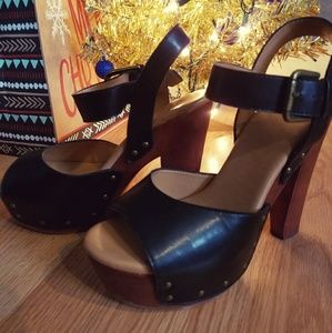 Platform black leather sandals 🔥 FINAL SALE🔥