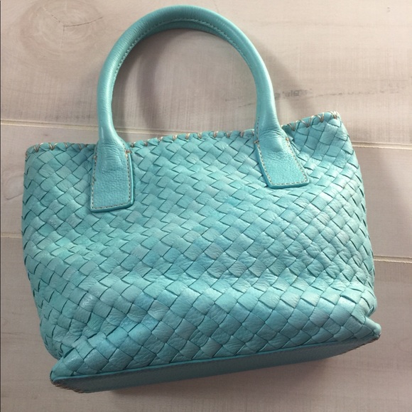 Fossil Handbags - Fossil Turquoise Woven Leather Mini Satchel Bag