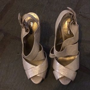 Glitzy Gold platform heel holiday sandals