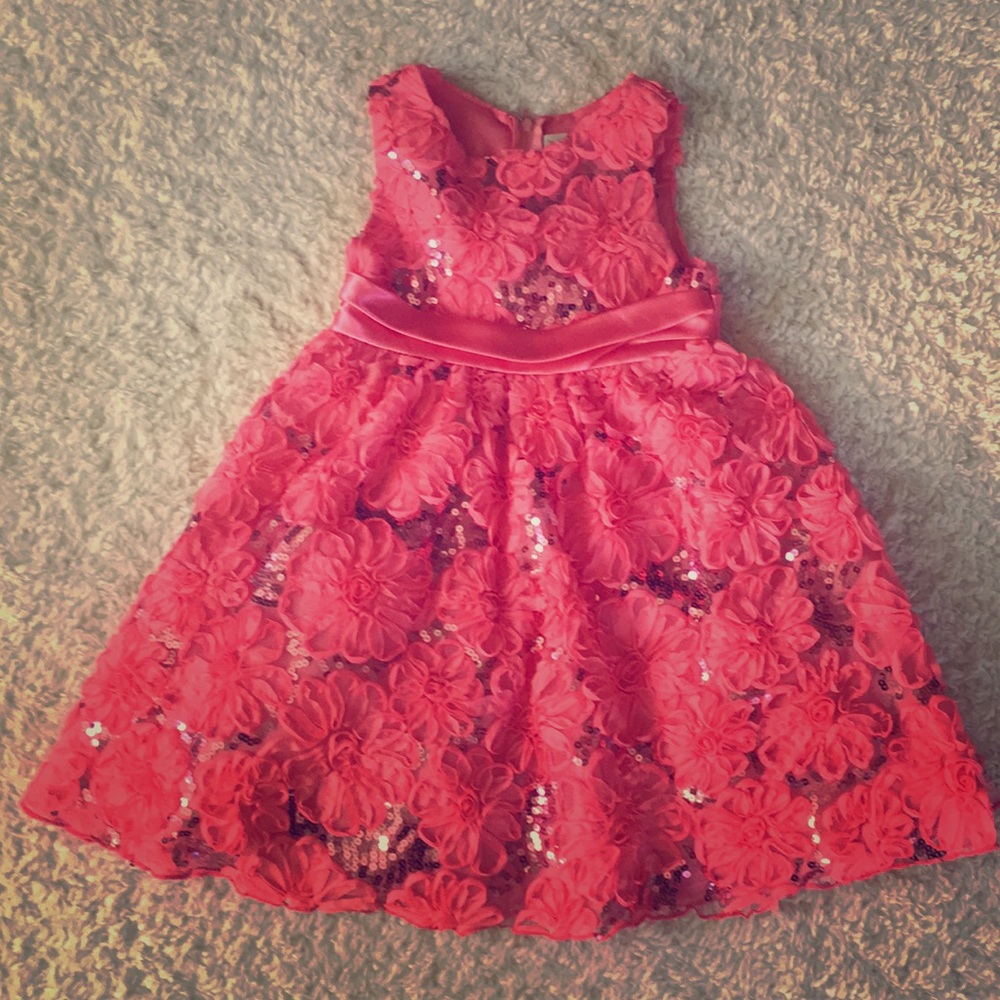 Girls Coral Party Dress