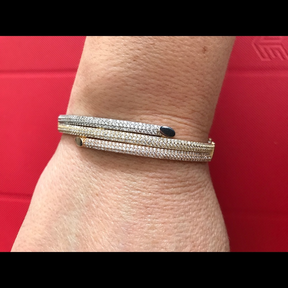 14 kt yellow,white,rose gold diamond cuff bracelet