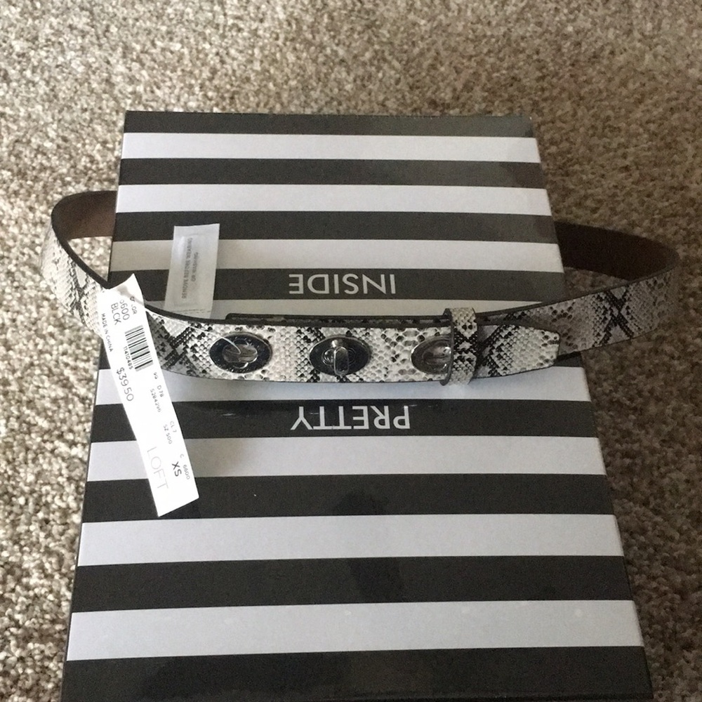 Ann taylor Loft black and white snakeskin belt!