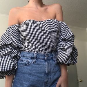 Off shoulder gingham top