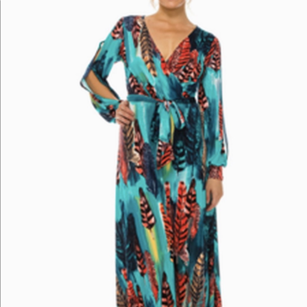 Last One - Venechia Maxi Wrap Dress - Aqua