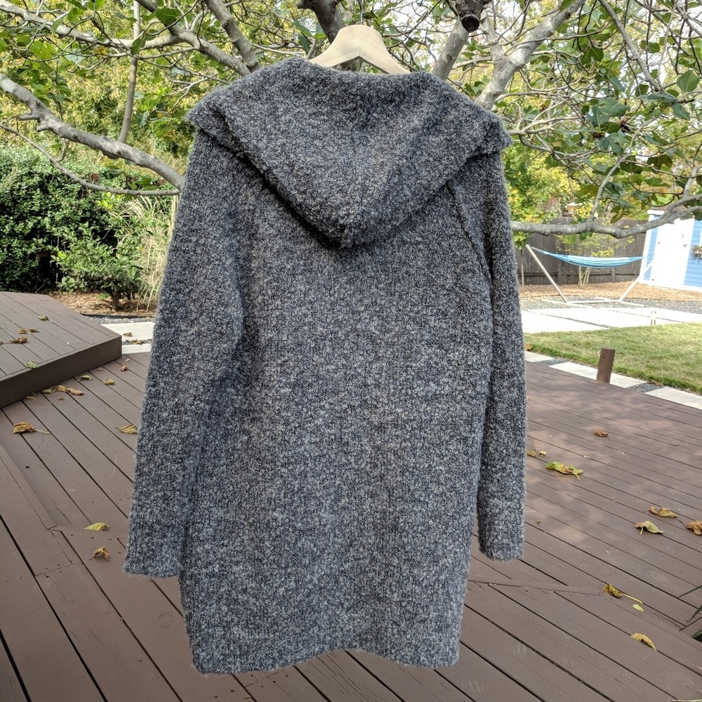 New Look gray hooded longline boucle cardigan