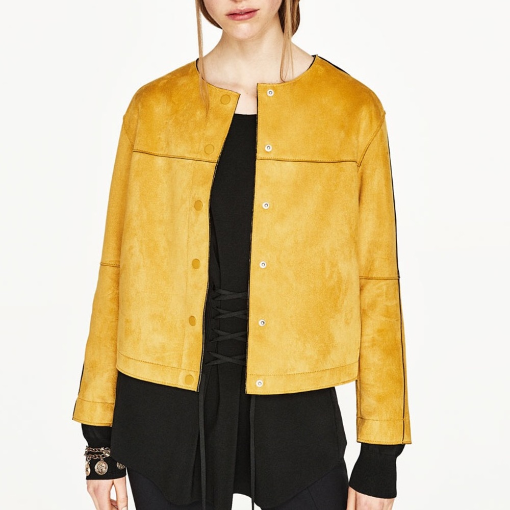 ZARA yellow suede crop jacket