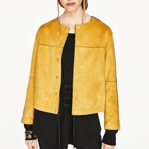 ZARA yellow suede crop jacket