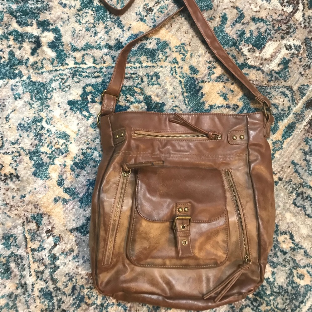 Buckle Leather Messenger Cross Body Purse