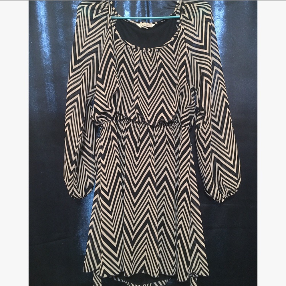 Long sleeve chevron mini dress