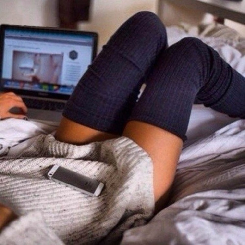 BLACK Thigh High Socks