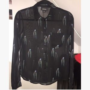 Jellyfish print mesh top