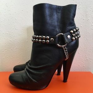 ALDO black leather boots w/ chains