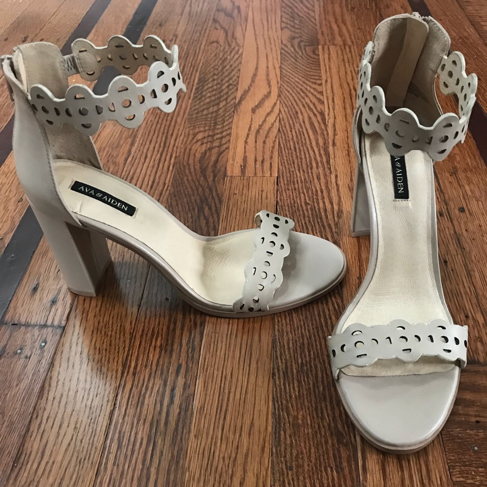Ava & Aiden laser-cut ankle wrap sandal