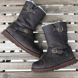 Ugg Noira Leather Waterproof Biker Boots US 7.5- 8